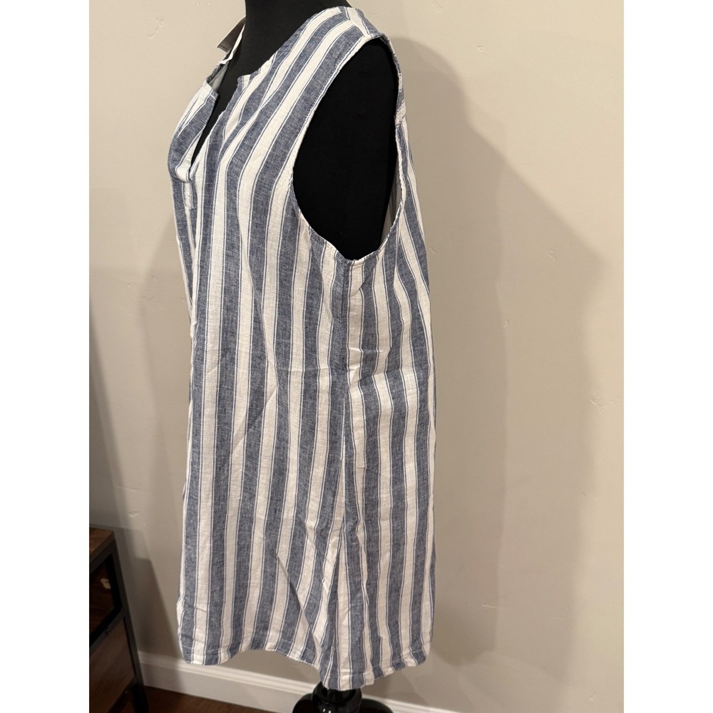 NWT Beach Lunch Lounge Linen/Cotton Sleeveless Tunic Dress Blue White Stripes XL - Picture 3 of 15
